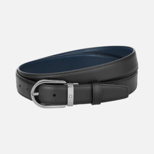 Ceinture réversible 30mm cuir Noir/ Bleu
