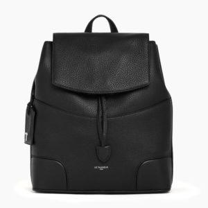 Sac à dos Le Tanneur femme  à rabat – Cuir grainé – Noir