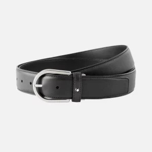 CEINTURE BOUCLE FER A CHEVAL CUIR GRIS 35mm